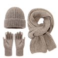 thumbnail image 4 of XIAOCHA Men's Rib‑ ed Beanie Solid Outdoor Travel Scarf Flip‑Tip Gloves Fall Winter Neckwear,Brown, 4 of 4
