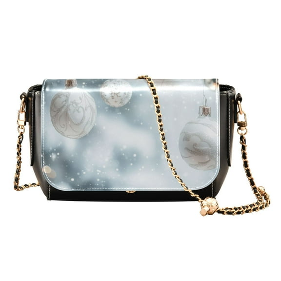 PU Leather Crossbody Bag for Women Ladies Chic Shoulder Bags Crossbody Purse Multi-Pocket Handbag for Work, Travel, Shopping White and Silver Christmas Tree