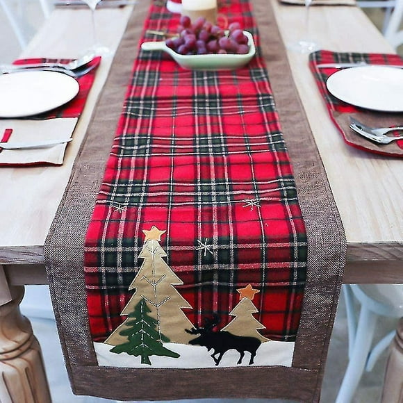 Christmas Table Runner Tree And Deer Table Runner For Family Christmas Holiday Table Christmas Dinner Party Table Setting