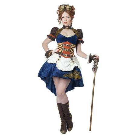 california costumes women's steampunk fantasy costume, blue/cream,