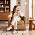 thumbnail image 4 of CHITA Swivel Accent Chairs for Living Room, Comfortable Arm Chairs for Bedroom, Faux Leather in Camel, 4 of 15