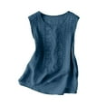 thumbnail image 7 of Tank Tops For Women Fashionable Casual Solid Color Pleated Cotton And Linen Top Sleeveless Shirt And Vest Camisole Tops For Women, 7 of 7