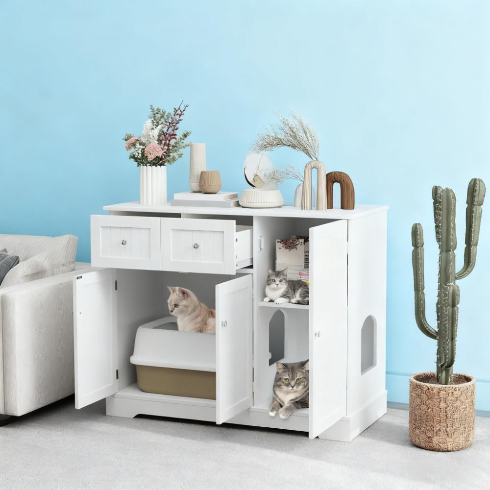 Cat Litter Box Enclosure with Drawers, 39" x 18" x 31.5"