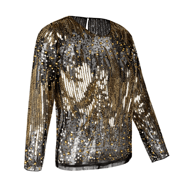 PrettyGuide Women's Sequin Blouse Tops Sparkly Beaded Evening