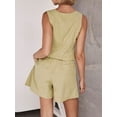 thumbnail image 6 of Biezeib Women 2 Piece Summer Outfits Solid Color Irregular Button Tank Tops and Elastic Shorts Club Streetwear Fashion Clothes, 6 of 6