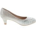 thumbnail image 6 of Forever Link Jemma-31 Womens Almond Toe Med Low Kitten Heel Jeweled Rhinestone Crystal Slide Slip On Pump Shoes, 6 of 7