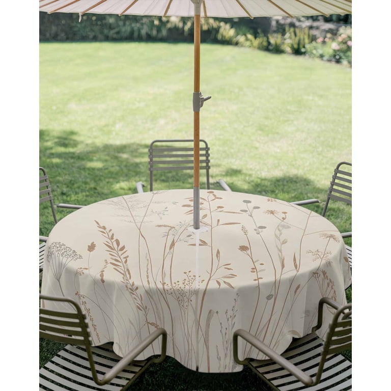 54 outdoor patio table cover with umbrella hole zipper Square Tablecloth 54x54 Inch, Cloth Waterproof Tablecloths Table Cover, Garden/Yard Table Covers with colorfast. Outdoor Tablecloth with Umbrella Hole
