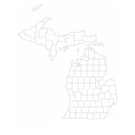 Blank Michigan County Map - 20 Inch By 30 Inch Laminated Poster With Bright Colors And Vivid Imagery-Fits Perfectly In Many Attractive Frames