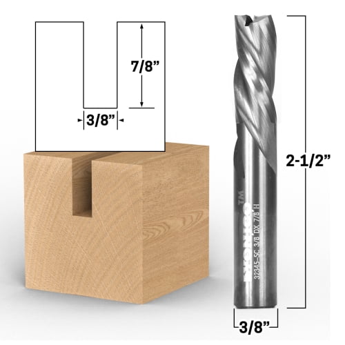 3/8" Dia. 3 Flute Downcut Spiral End Mill CNC Router Bit - 3/8" Shank - Yonico 32345-SC