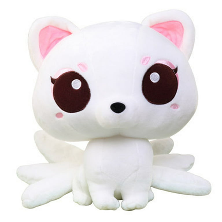 Cute White&red Nine Tails Fox Plush Toys Stuffed Animal Real Life  Nine-tailed Fox Kyuubi Kitsune Soft Dolls Gift For Girls Kids