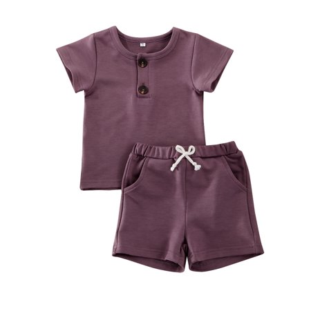 

Izhansean Newborn Kids Baby Boy Summer Tops T-shirt Shorts Pants 2Pcs Outfits Set Clothes Purple 12-18 Months