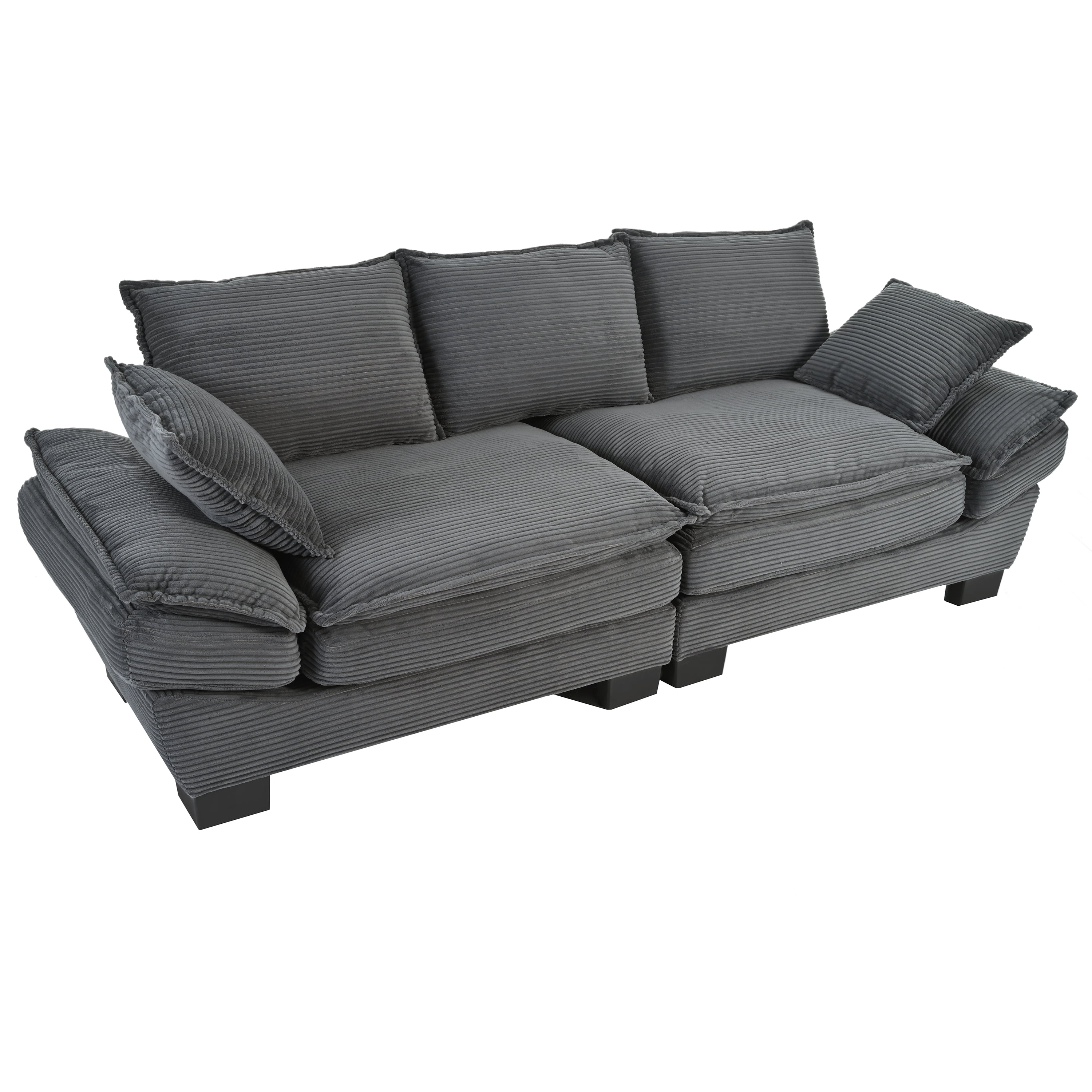 Euroco Modern Corduroy Fabric Sofa with Soft Cushions and Wooden Frame, Tool-Free Assembly, Zippered Armrests – Comfortable and Durable Couch for Living Room or Apartment