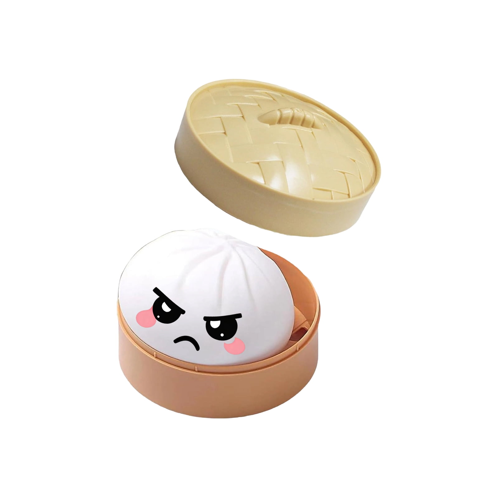 Glitter Colorful Dumpling Squishy, Cute Squishy Dumpling Large with Steamer, Squishy Dumpling Doll with Cute Expressions, Silicone Bun Sensory Fidget Dolls, Hand Pinching Decompression Dolls