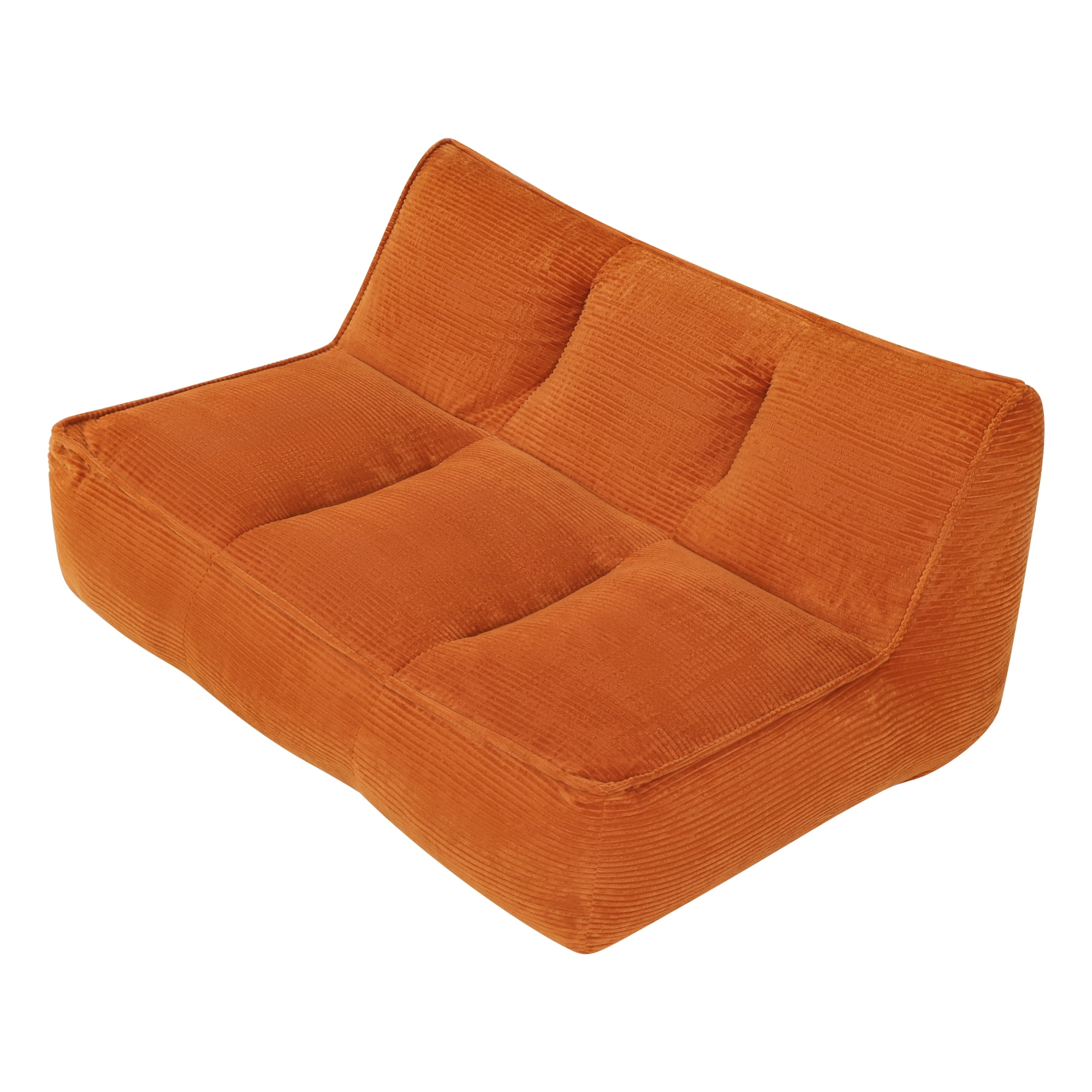 Leumius Cozy Fluffy Cloud Lazy Sofa, 3-Seater Corduroy Bean Bag Lounge Chair, Lightweight Single-Seat Couch for Living Room, Bedroom, Dorm Room, Office & Small Spaces,Orange