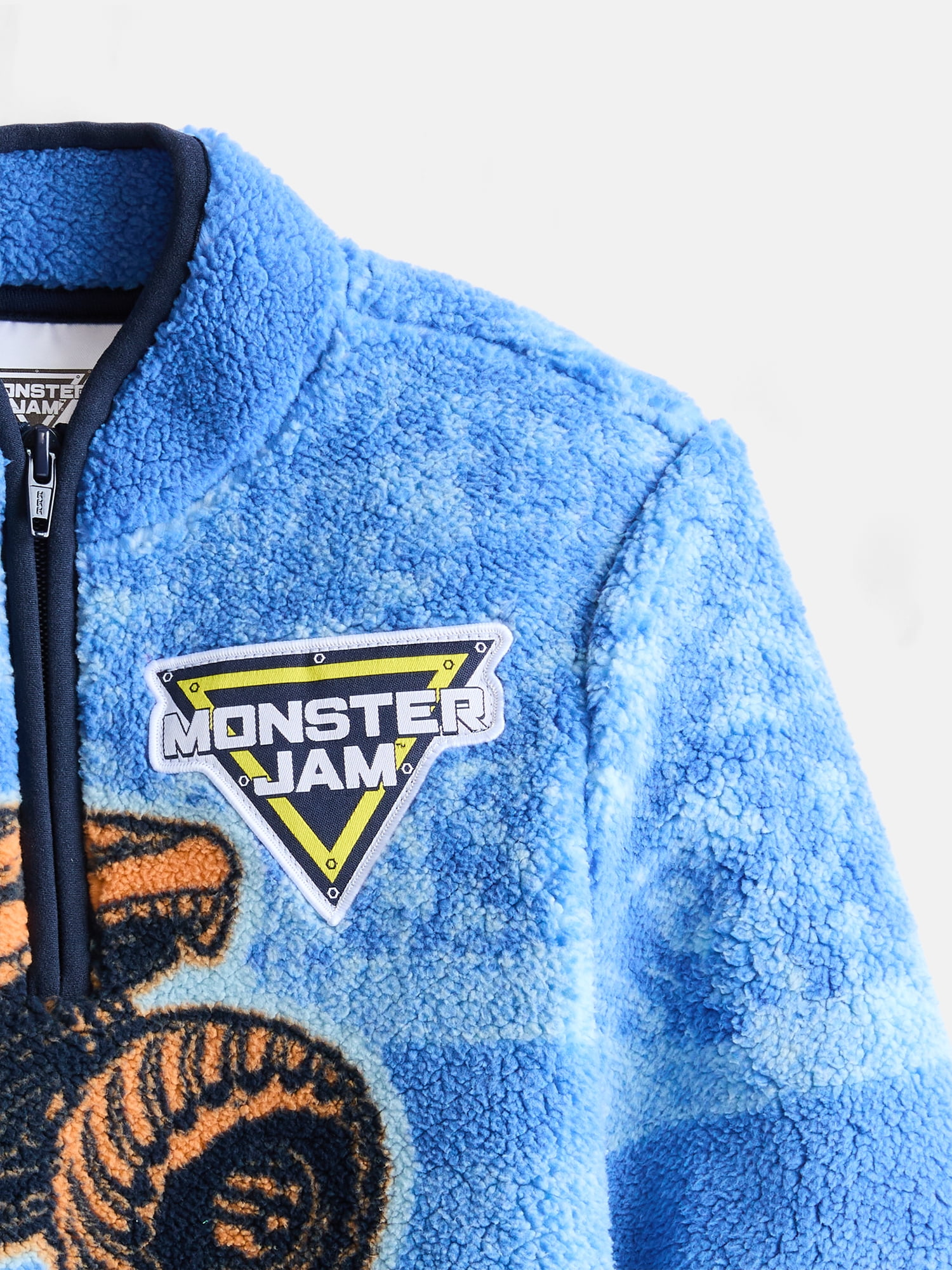 Monster Jam Boy's Fuzzy Fleece Quarter Zip Jacket, Sizes XS-XXL