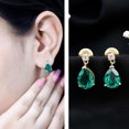 thumbnail image 3 of Rosec Jewels Lab Grown Emerald Teardrop Earrings for Women (3 Carat, AAAA Quality) - Certified Emerald Diamond Earrings, 10K Yellow Gold, 3 of 8