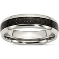 thumbnail image 1 of Stainless Steel Polished With Black Carbon Fiber Inlay 6mm Band (Size 7) Made In China sr255-7, 1 of 5