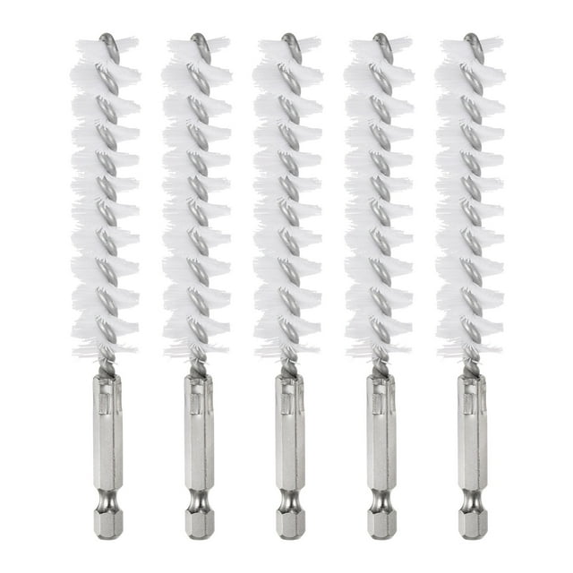 5Pcs Cepillo de Nylon para Limpiar de 16mm de Diámetro con Mango y Punta Hexagonal de 1/4 Pulgada