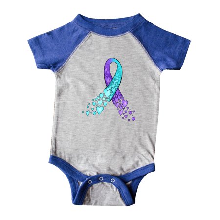 

Inktastic Suicide Prevention Ribbon with Blue and Purple Hearts Gift Baby Boy or Baby Girl Bodysuit