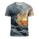thumbnail image 3 of Ceisia Men's Slim Fit Short Sleeve T-Shirt 3D Natural Landscape Print Ocean & Wave Spring Summer Shirt Gift, 3 of 6