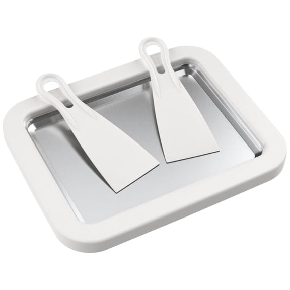 Rolled Ice Cream Maker Pan With 2 Scrapers Cold Sweet Fried Food Plate Frozen Yogurt Gelato DIY (white )
