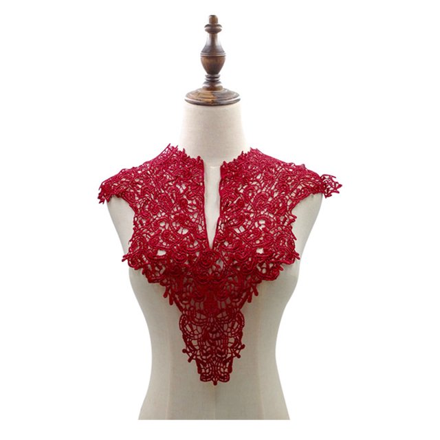 Fairnull Lace Fake Collar Embroidered Corsage Hollow Design Big Flowers Detachable Front / Back Collar Lace Applique Female Charm for Sewing Shop