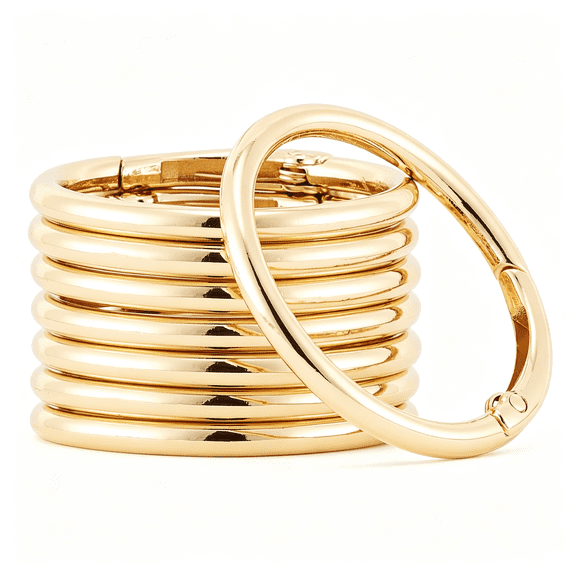 DESIGNICE 25Pcs Trigger Spring O Rings Round, Metal Keychain Ring Round Carabiner Clips for Keyrings Buckle, Bags, Purses Gold Key Ring