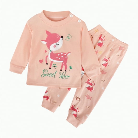enyan Girls Outfit Toddler Girls Long Sleeve Graphic Print Sweatshirt and Matching Leggings Set, 2-Piece Pink,3-6 Months