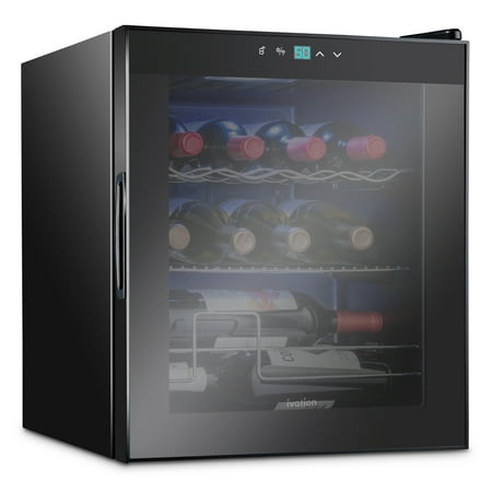 IVATION 12 Bottle Compressor Wine Cooler Refrigerator Large Freestanding Wine Cellar Fridge Glass Door  Black