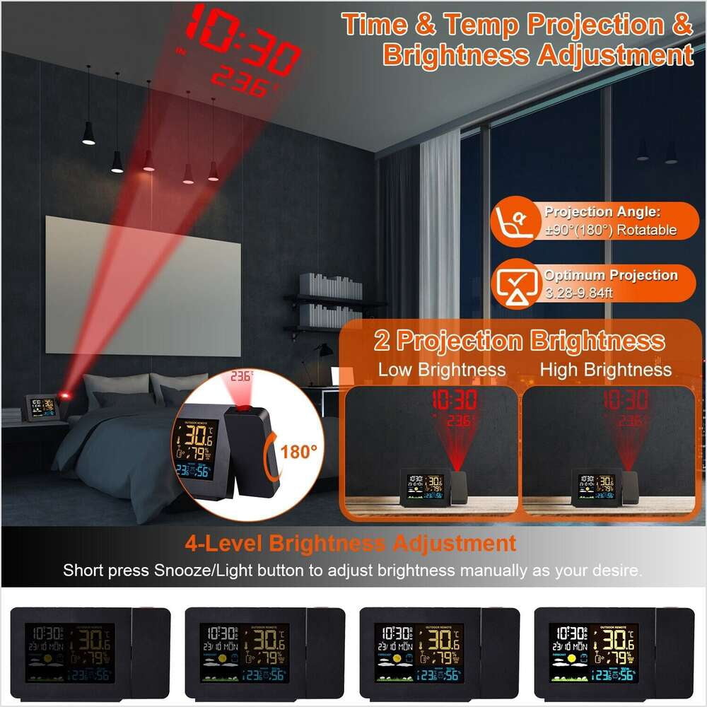 Atomic Projection Alarm Clock Wireless Radio Control Clock w/WWVB Function Clock