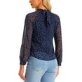 thumbnail image 3 of INSPIRE CHIC Women's 2024 Polka Dots Blouse Tie Back Long Sleeve Work Shirt Formal Casual Wear L Deep Blue, 3 of 6