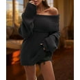 thumbnail image 5 of Women'S Off the Shoulder Sweater Oversized Batwing Sleeve Loose Pullover Sweaters Tops Black XL, 5 of 10