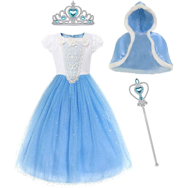 MYZLS Vestido de princesa Cenicienta para niñas, disfraz de fiesta elegante, disfraz de Navidad para 3-8 años