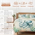 thumbnail image 6 of Vintage Ocean Bedding Duvet Cover Set King Size 4 Pieces Octopus Starfish Seagrass Compass Nautical Bedding Set with Zipper Closure, 1 Comforter Cover 92x106 Inches 1 Flat Sheet & 2 Pillow Cases, 6 of 7