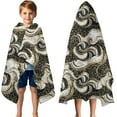 thumbnail image 3 of Black White Gold Marble Pattern Hooded Bath Towel，50"x30" for Ages 3 To 12 Kids, Quick Dry Lightweight Soft Microfiber Hood Beach Towel Cover Up for Kids, 3 of 7