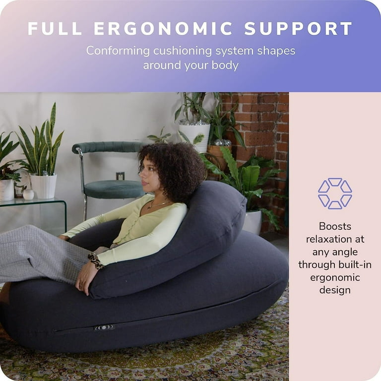 Moon Pod Crescent Backrest for Bean Bag Chair, Charcoal The Zero - Main Image