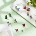 thumbnail image 7 of 6Pairs CZ Stud Earrings Resin Rainbow Flower Heart Butterfly Shape flat back earrings Colorful cartilage earring, 7 of 7