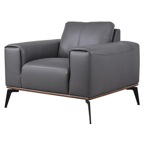 Hawthorne Collections Pietro Top Grain Leather Chair - Gray