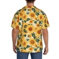 thumbnail image 3 of Pofeuu Green Leaf Sunflower Print Mens Casual Short Sleeve Shirts Beach Summer Spread Collar Pocket Tops Men's Casual Short-sleeved Shirt-Medium, 3 of 5