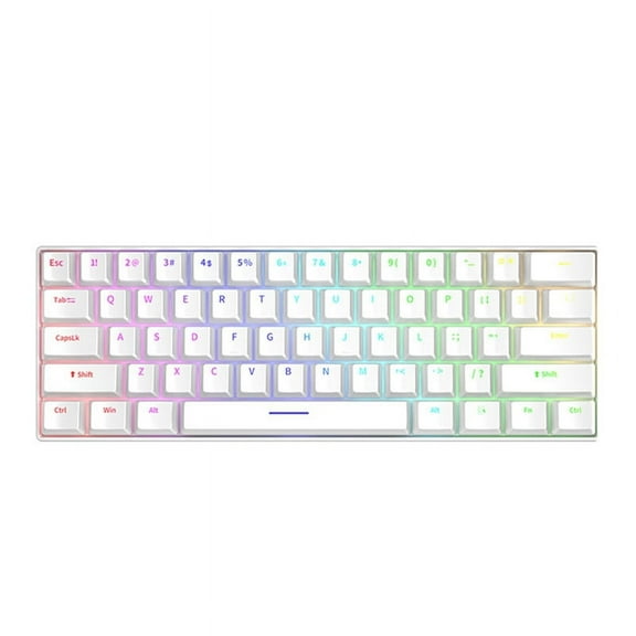 Mechanical Keyboard 61 Keys Mixed Light Hot Swap Keyboard Office Accessories Gaming Keyboard White Red