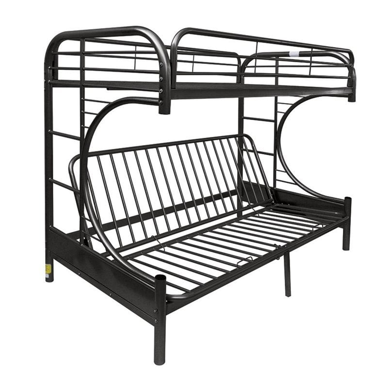 Full Futon Metal Bunk Bed In Black, Tubular Steel Bunk Beds