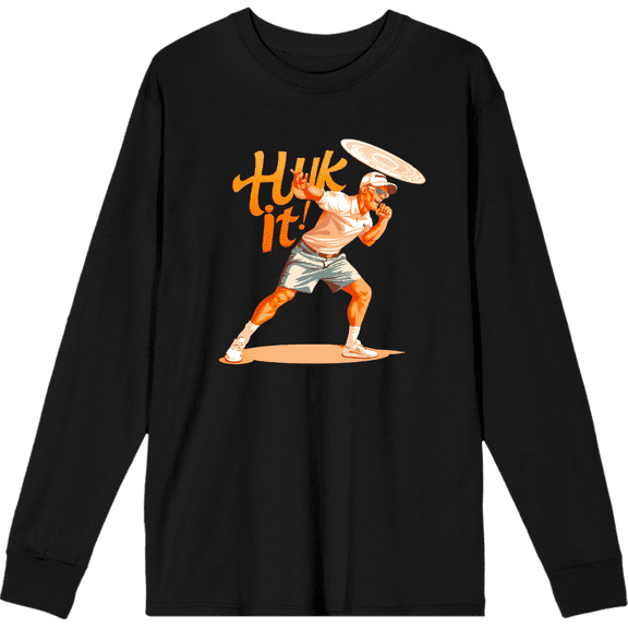 Cornhole Huck It! Adult Black Crew Neck Long Sleeve Tee-Medium