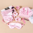 thumbnail image 4 of 8pcs Hair Care Styling Tool Set With Elastic Shower Caps Skin Friendly Eye Mask Foldable Comb Scalp Cleaner Brush, 4 of 4