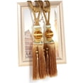thumbnail image 2 of Alzapaños con hebilla para cortinas con borlas de bola para colgar, hechos a mano, con hebilla trenzada, para cortinas, tratamientos de ventanas para el hogar, paquete de 2 (dorado), 2 of 5