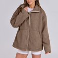 thumbnail image 3 of Aricy Womens Coat Casual Fleece Fuzzy Faux Shearling Zipper Coats Winter Fleece Jackets Long Sleeve Relaxed Warm Teddy Outerwear Fall Fashion Clothes with Pockets, 3 of 4
