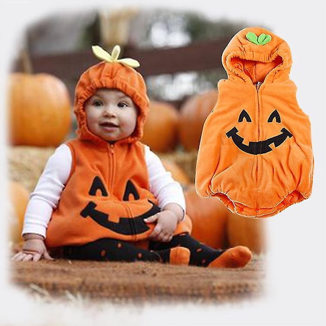 Traje con capucha de calabaza para bebé, disfraz de Halloween, mono para niño pequeño