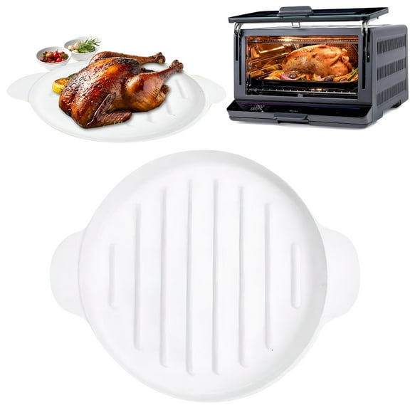 ACDANC Silicone Bacon Plate Microwave Tray 9.5X7.8In Round Microwave Tray Silicone Pan For Oven With Handle Heat Grooved Cooker For Home Restaurant Barbecue Grill