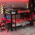 thumbnail image 2 of Mirightone Full over Full Bunk Bed with Two Gaming Desks, Adult Gaming Bunk Bed with Pegboard, Full Gaming Bunk Bed for Gamer, Red, 2 of 7