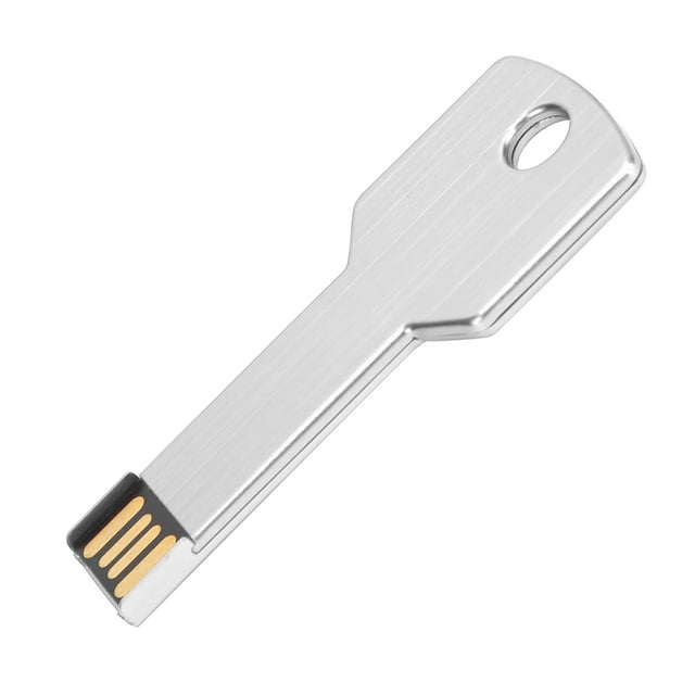 Flash Drive Keychain, USB Memory Disc USB Flash Drive Flash Drive Thumb Drive with Key Shape USB Flash Drive for Computer Use Silver