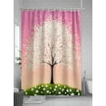 thumbnail image 5 of Fsddascl Cherry Blossom Shower Curtain Set - Standard 72" x 72" Washable Bathtub Curtain with 12 Hooks, Leaves Pink Sky Retro Watercolor Art Waterproof Fabric Stall Shower Curtains for Bathroom, 5 of 6